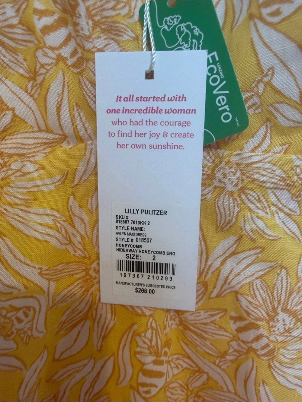 Lilly Pulitzer Yellow Floral V-Neck Tiered Maxi Dress with White Leaf Print